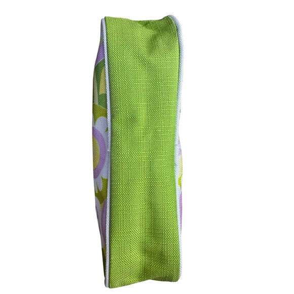 Clinique Floral Cosmetic Bag With Green & Purple Retro Print - Picture 7 of 16